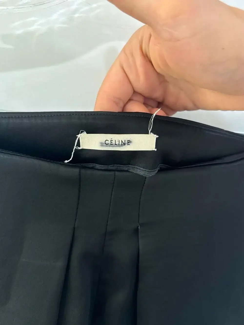 Céline Black Pleated Raw-Hem Skirt/Culottes